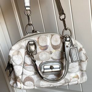 Coach Sequin Purse Crossbody Bag White